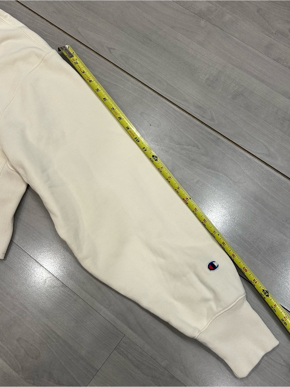 Champion Reverse Weave Oversized Cropped Crewneck Sweatshirt 2XL Cream - Picture 6 of 9